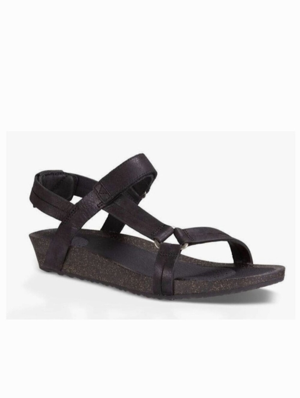 Teva Ysidro Universal Wedge Sandal In Black Leather Size 11